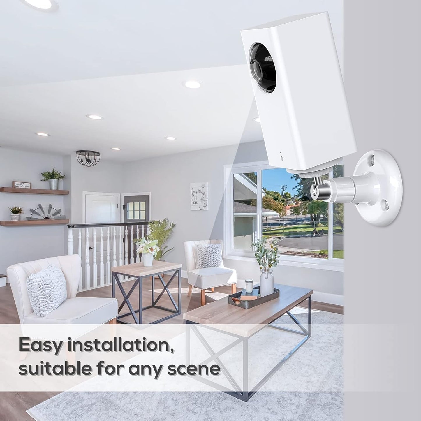 Wall Mount Compatible with Wyze Cam Pan V3 & Wyze Cam V3/Wyze Cam Outdoor, 360 Degree Swivel Adjustable Indoor Outdoor Mount Bracket for Wyze Cam and Other Camera with Same Interface 2 Pack