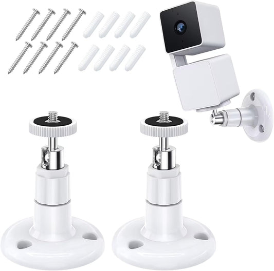 Wall Mount Compatible with Wyze Cam Pan V3 & Wyze Cam V3/Wyze Cam Outdoor, 360 Degree Swivel Adjustable Indoor Outdoor Mount Bracket for Wyze Cam and Other Camera with Same Interface 2 Pack