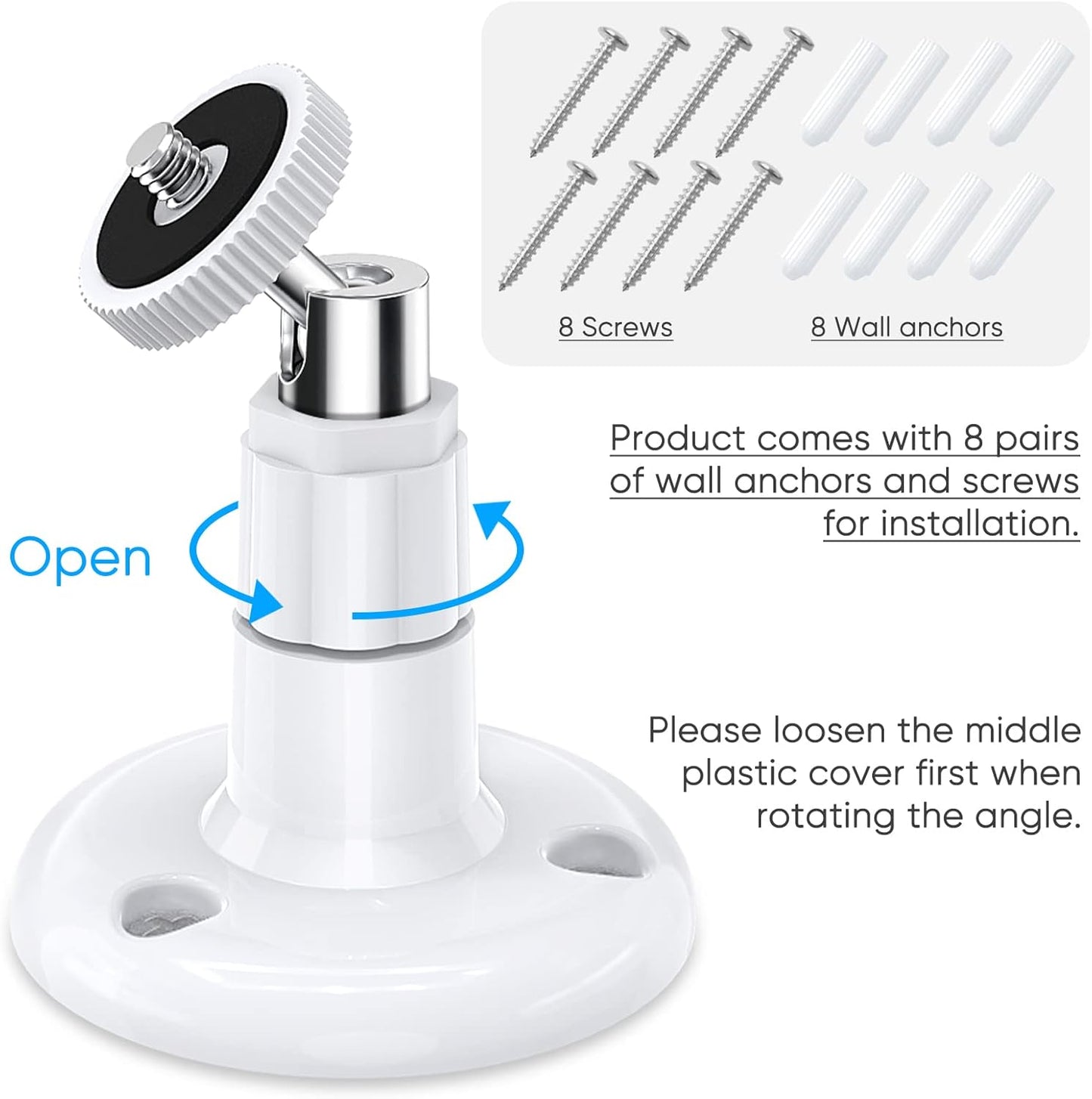 Wall Mount Compatible with Wyze Cam Pan V3 & Wyze Cam V3/Wyze Cam Outdoor, 360 Degree Swivel Adjustable Indoor Outdoor Mount Bracket for Wyze Cam and Other Camera with Same Interface 2 Pack