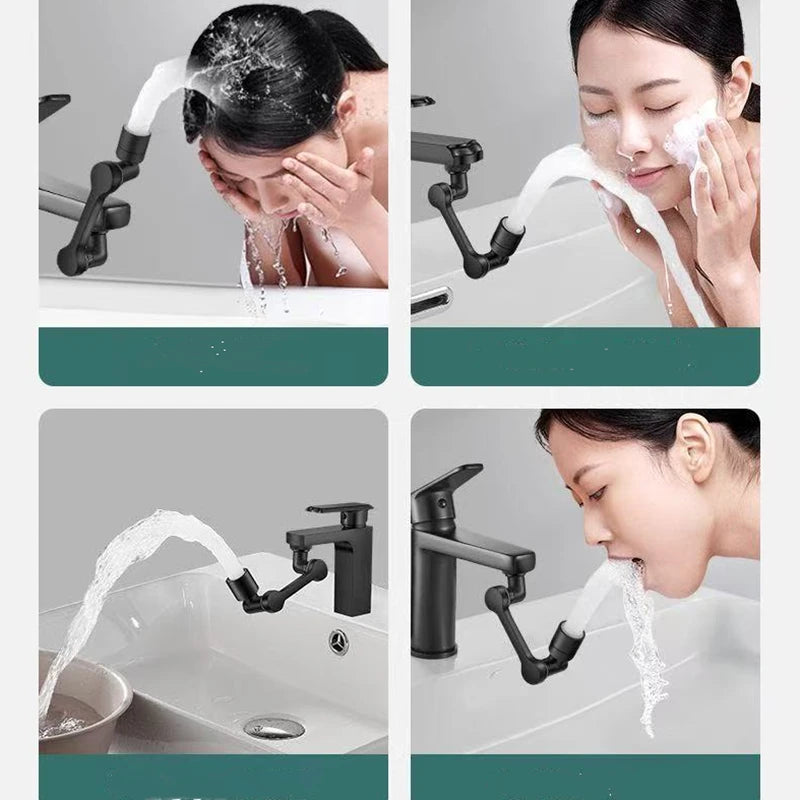 AquaTwist™ 1080° Rotating Faucet Sprayer – Universal Metal Tap Extender with Aerator Nozzle & 22/24mm Adaptor